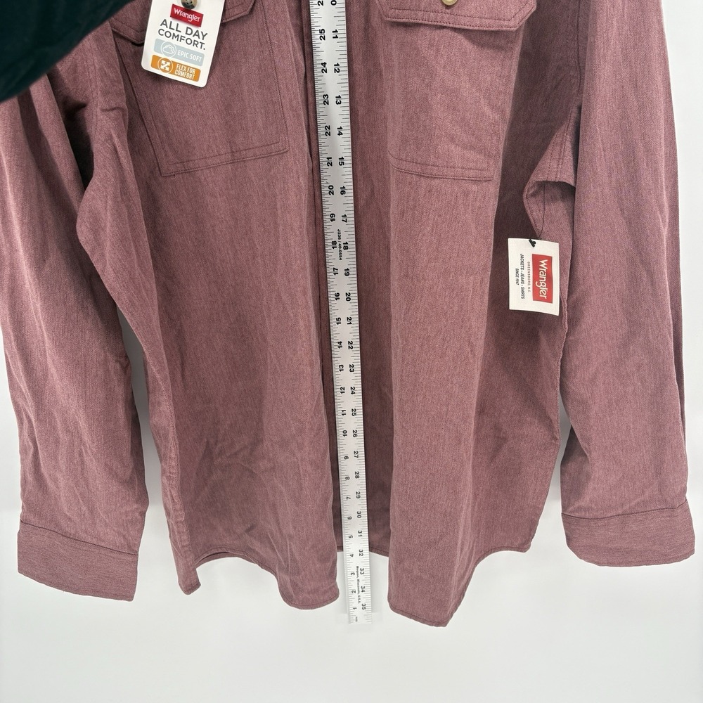Wrangler Epic Soft Shirt Men 2XL Burgundy Button Up Utility Pocket Work Wear NWT - Picture 5 of 9